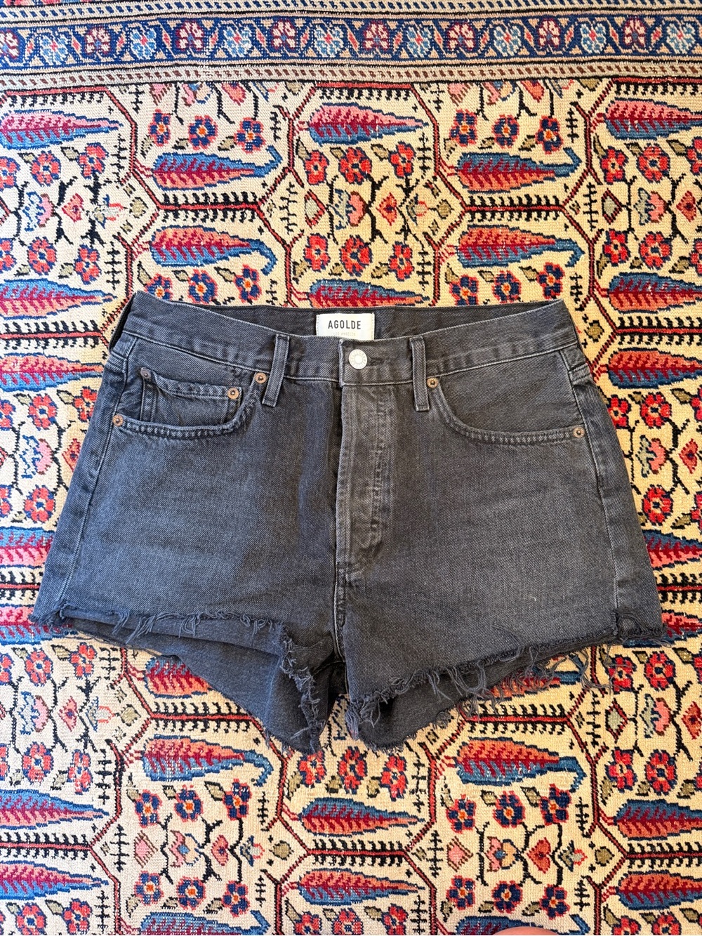 AGOLDE High-Rise Black Denim Cutoff Shorts